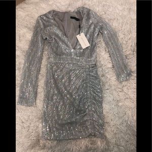 Lavish Alice sequin embellished mini dress silver